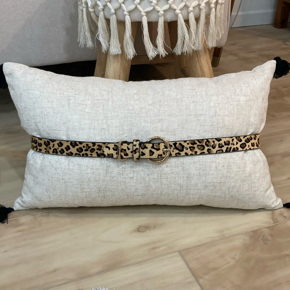 Leopard Print Belt with Gold Buckle - Picture 3 of 15